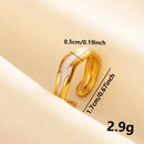 Bohemian Adjustable Stainless Steel Ring White Enamel Gold Color