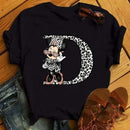 26 Letter Printed Women T-shirts Casual Graphic Summer Short Sleeve Tops