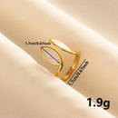 Bohemian Adjustable Stainless Steel Ring White Enamel Gold Color