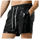 Men's Metallic Shorts Shiny Drawstring Pockets Sport Summer Pants