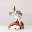 Creative Bow Girl Resin Vase Statue Decoration For Living Room Bedroom