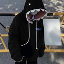 Shark Sweatshirt Blue Hooded Long Sleeve Cartoon Animal Pullover