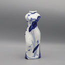 Hand Painted Ceramic Cheongsam Figurine Small Elegant Vase Decor