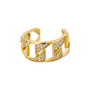 Twist Chain Open Ring Zircon Stainless Steel Geometric Couple Jewelry