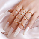Women’s Gold Chain Ring Set 10Pcs Bohemian Coin Snake Star Jewelry