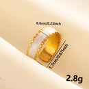 Bohemian Adjustable Stainless Steel Ring White Enamel Gold Color