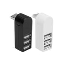 Rotatable USB Hub Adapter 3 Ports Mini Data Transfer For Laptop