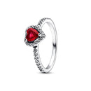 Pink Bow Heart Ring Sparkling Double Heart Design For Women