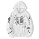 Y2k Women's Oversized Hoodie Black Zip Up Butterfly Print Loose