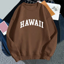 Hawaii Print Women Hoodies Oversized Vintage Round Neck Sweatshirt
