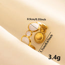 Bohemian Adjustable Stainless Steel Ring White Enamel Gold Color