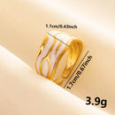 Bohemian Adjustable Stainless Steel Ring White Enamel Gold Color
