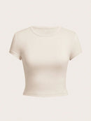4 Pieces Women's Basic Short Sleeve T-Shirt Solid Color Summer Top