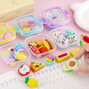 QIANKONG Cute Bento Box Eraser Set For Kids School Supplies