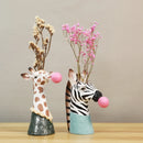 Resin Succulent Planter Animal Head Sculpture Zebra Giraffe Pot