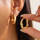 Chunky Hoop Earrings Gold Color Double Ring Thick Geometric Drop Earrings
