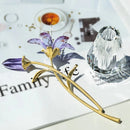 Crystal Lily Flower Figurine Purple Glass Vase Lucky Home Decor
