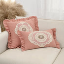 French Lace Cotton Decorative Pillow Cover White Square Cushion