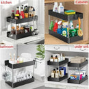 Under Sink Storage Organizer 2 Tier Drawer Rack For Bathroom Kitchen