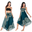 Boho Maxi Skirt Women Vintage Two Way Wear Beach Dress Skirt