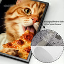 Cat Pizza Canvas Wall Art Cute Kitten Eating Pizza Home Decor