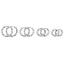 6pcs Stainless Steel Hoop Earrings Round Embossed Jewelry Set