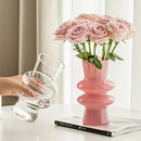 Modern Pink Glass Vase Hydroponic Flower Vase For Home Decor