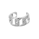 Twist Chain Open Ring Zircon Stainless Steel Geometric Couple Jewelry