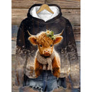 Highland Cow Hoodie 3D Print Unisex Animal Hooded Sweatshirt Pullovers