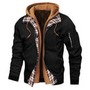 Men's Hooded Jacket Cotton Padded Windbreaker Slim Fit Coat