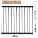 Kitchen Roller Shutter Drain Rack Stainless Steel Folding Dish Holder