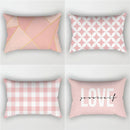 Nordic Pink Checkered Striped Cushion Pillowcase For Office Living Room