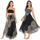 Boho Maxi Skirt Women Vintage Two Way Wear Beach Dress Skirt