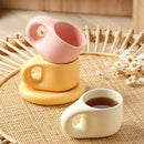 400ml Handmade Ceramic Mug Nordic Oval Plate Cup Saucer Set
