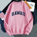 Hawaii Print Women Hoodies Oversized Vintage Round Neck Sweatshirt