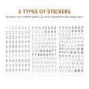 Hot Stamping Letter Stickers 6 Sheets Heart Number Color Vinyl