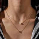 Women's Pearl Necklace Gold Beads Double Layer Chain Choker