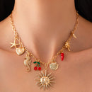 Salircon Gold Starfish Pendant Necklace Summer Beach Jewelry For Women