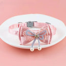 Pet Collar Pink Lace Bow Bell Adjustable Cat Dog Accessories