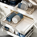 Pull Out Cabinet Shelf Stainless Steel Plate And Bowl Rack Organizer