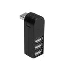 Rotatable USB Hub Adapter 3 Ports Mini Data Transfer For Laptop