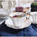 Ceramic Coffee Cups Set With Golden Edged Plates And Spoons