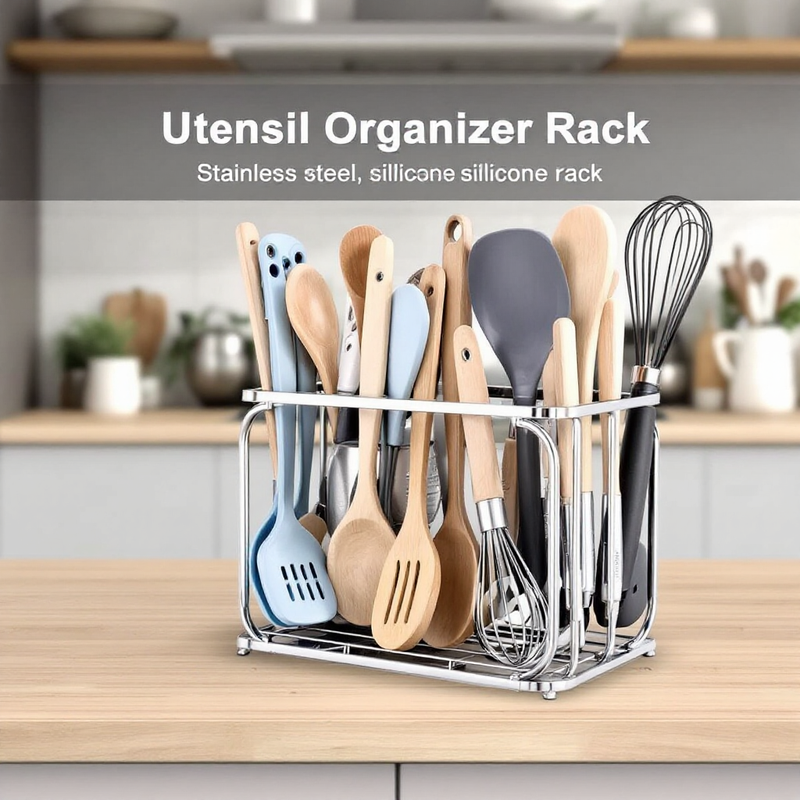 Heat Resistant Plastic Spoon Holder for Kitchen Utensil Storage and Organization
