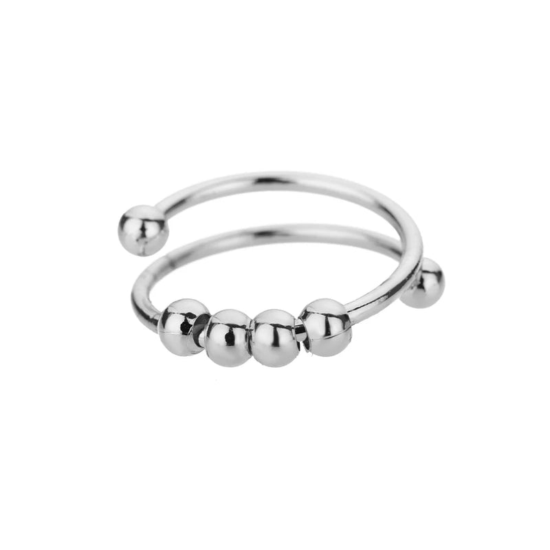Twist Chain Open Ring Zircon Stainless Steel Geometric Couple Jewelry