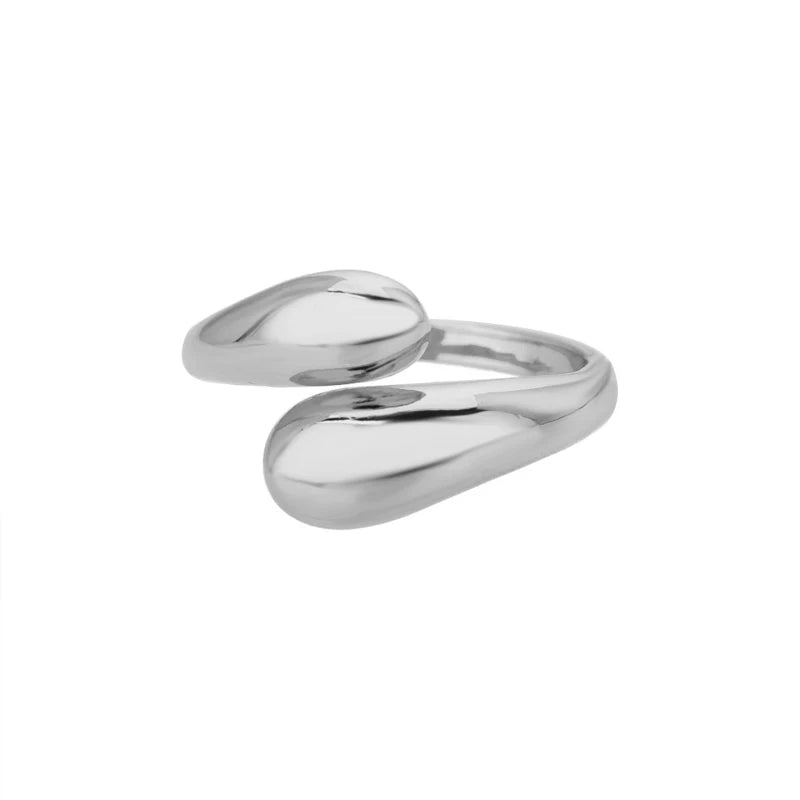 Twist Chain Open Ring Zircon Stainless Steel Geometric Couple Jewelry