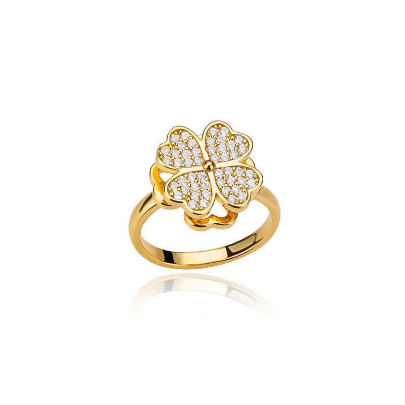 Twist Chain Open Ring Zircon Stainless Steel Geometric Couple Jewelry