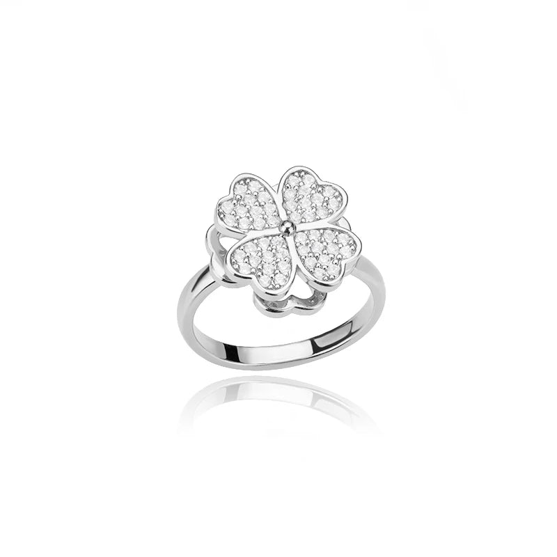Twist Chain Open Ring Zircon Stainless Steel Geometric Couple Jewelry