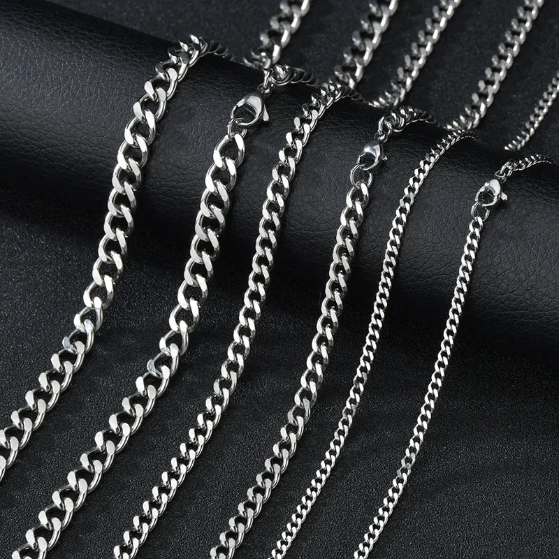 3mm Men's Cuban Chain Necklace Stainless Steel Titanium Steel Jewelry