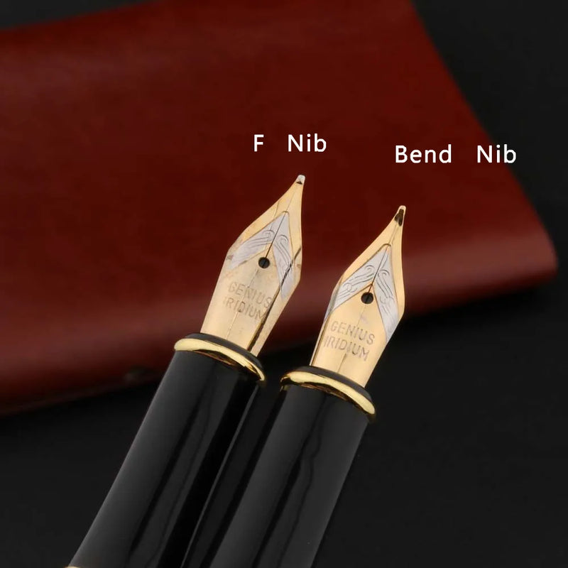 Metal Fountain Pen Black Gold Business Student Office Writing Gift