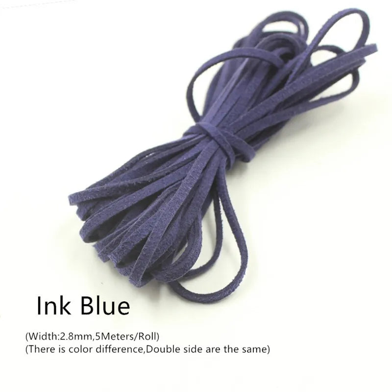 3MM 5M Faux Suede Leather Cord Flat Velvet Beading Thread Cord